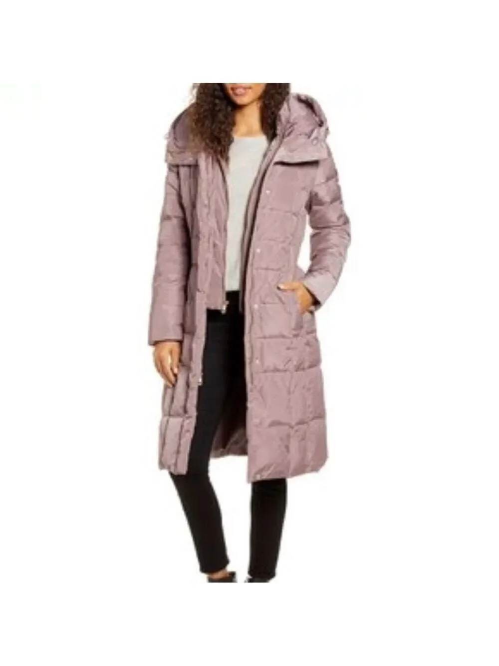 NEW-COLE Haan Signature Hooded Puffer Maxi Coat LG